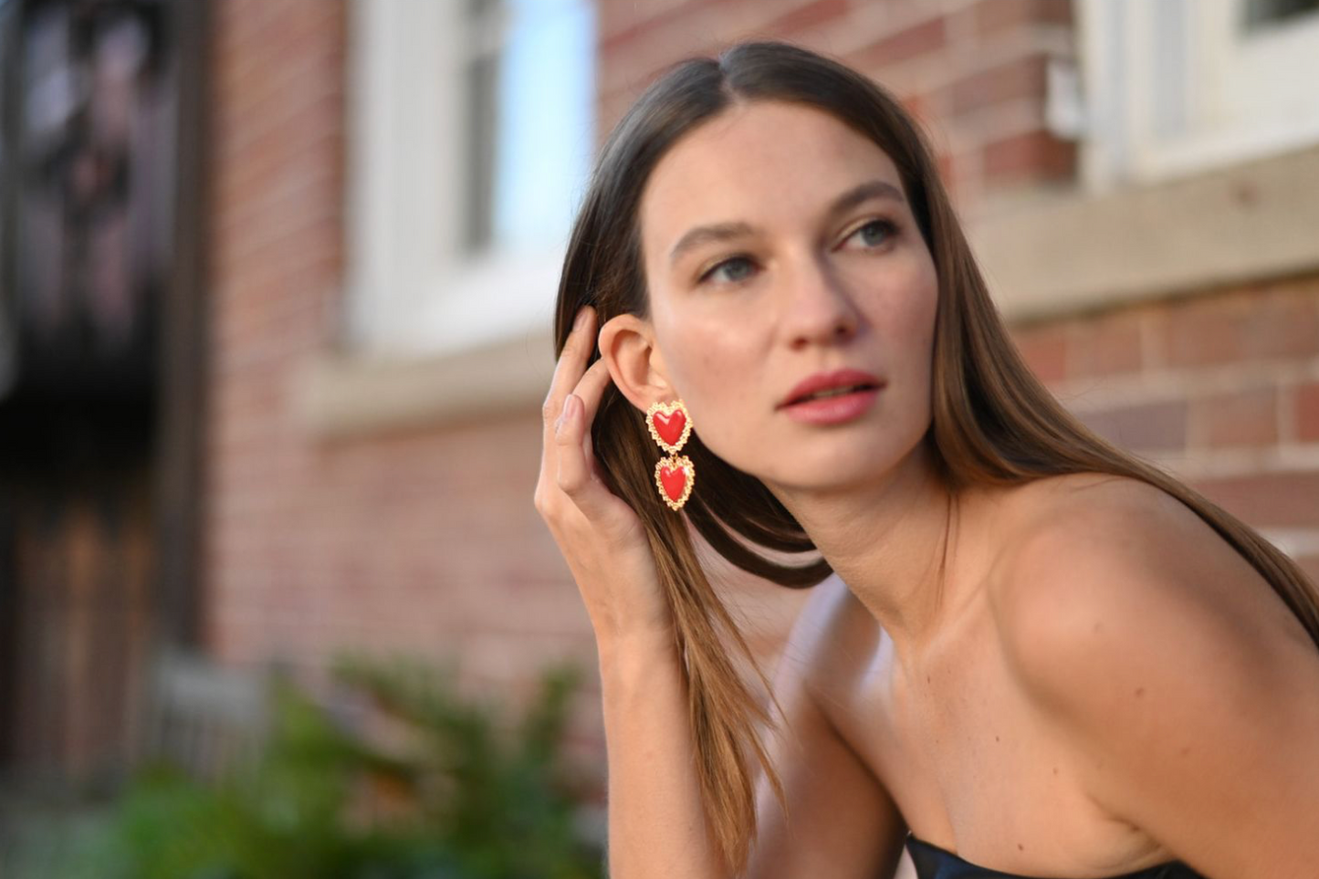 Double Red Valentine Heart Earrings