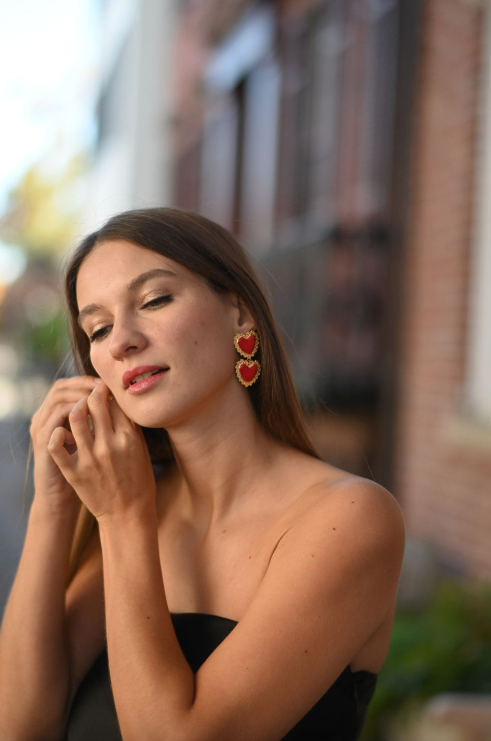 Double Red Valentine Heart Earrings