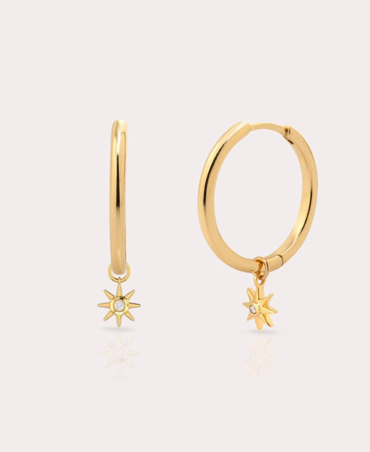 Cosmic Sun Gold Hoop Earrings