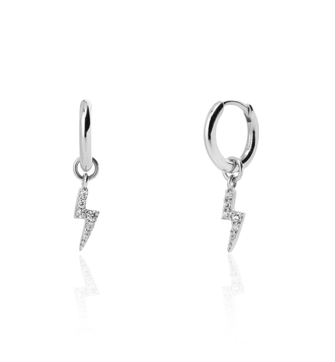 Lightening Bolt Small Silver Hoop Earrings