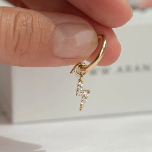 Lightening Bolt Small Gold Hoop Earrings